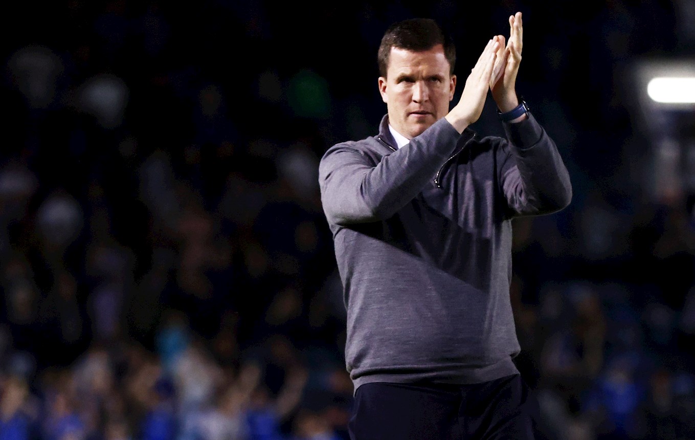 Manager Gary Caldwell clapping the Exeter City fans.