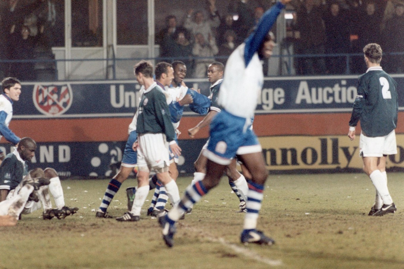 Marvin Johnson celebrating his late equaliser against Bolton in 1997.