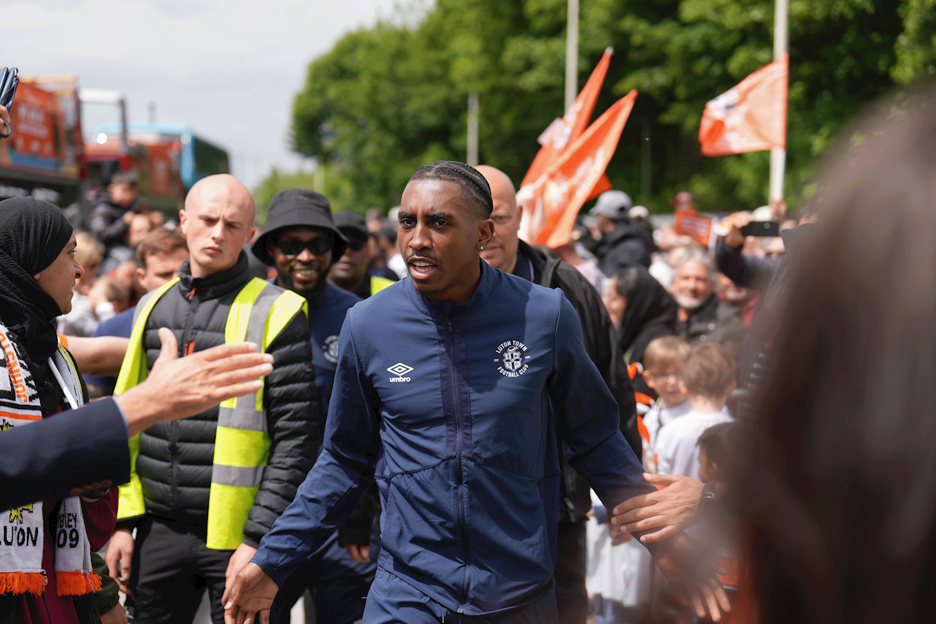 Amari'i Bell at the Championship play-off trophy parade.