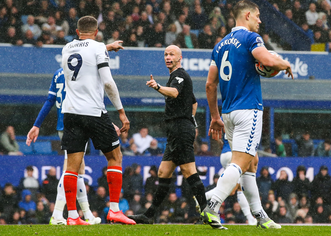 Anthony Taylor officiating Luton Town's win at Everton.