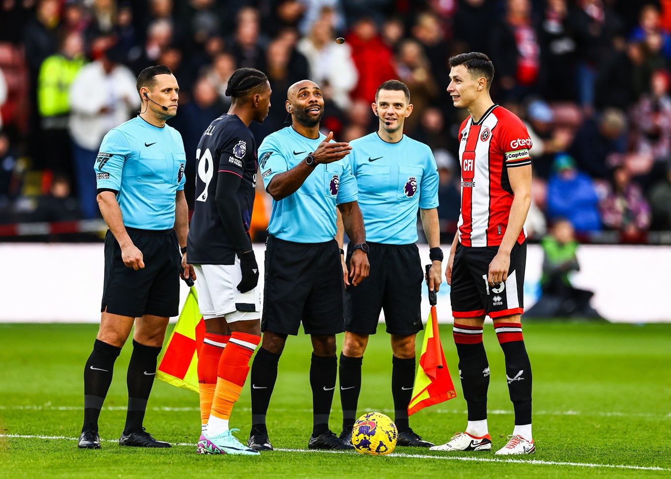 Sam Allison performing the coin toss before our Boxing Day win at Sheffield United.