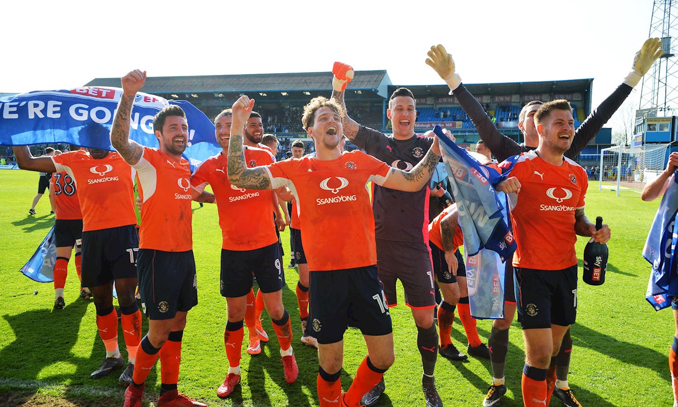 Glen Rea celebrates League Two promotion at Carlisle