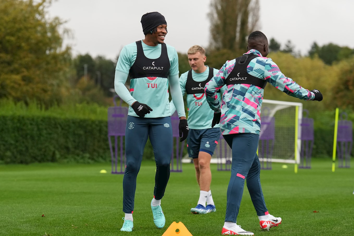 Gabe Osho is all smiles in training ahead of the trip to Nottingham Forest