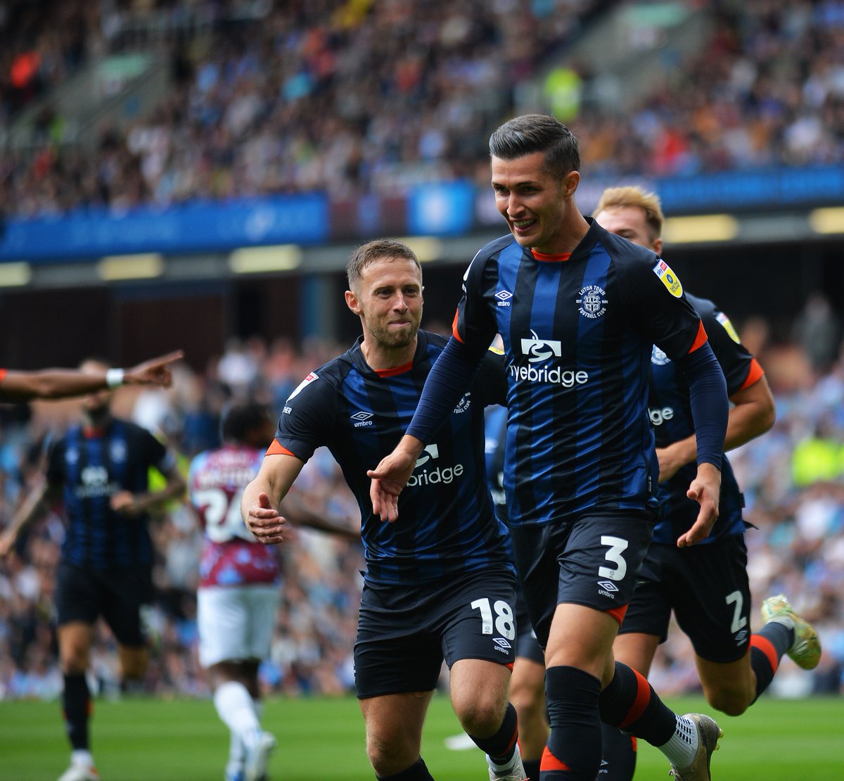 Dan Potts celebrates his goal at Burnley earlier this month