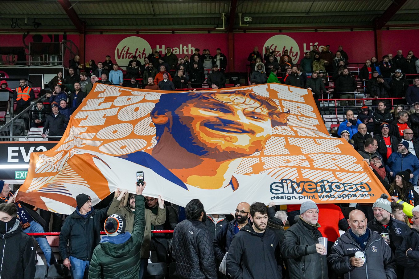 At Bournemouth, Hatters fans unfurl the Tom Lockyer tifo paid for by supporters' fundraising 