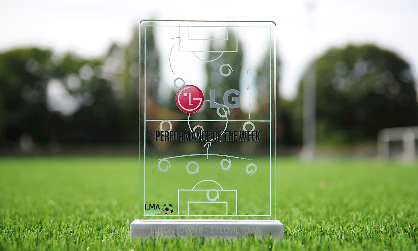 The LMA's LG Performance of the Week award that Nathan Jones and his staff received for the 8-2 win over Yeovil
