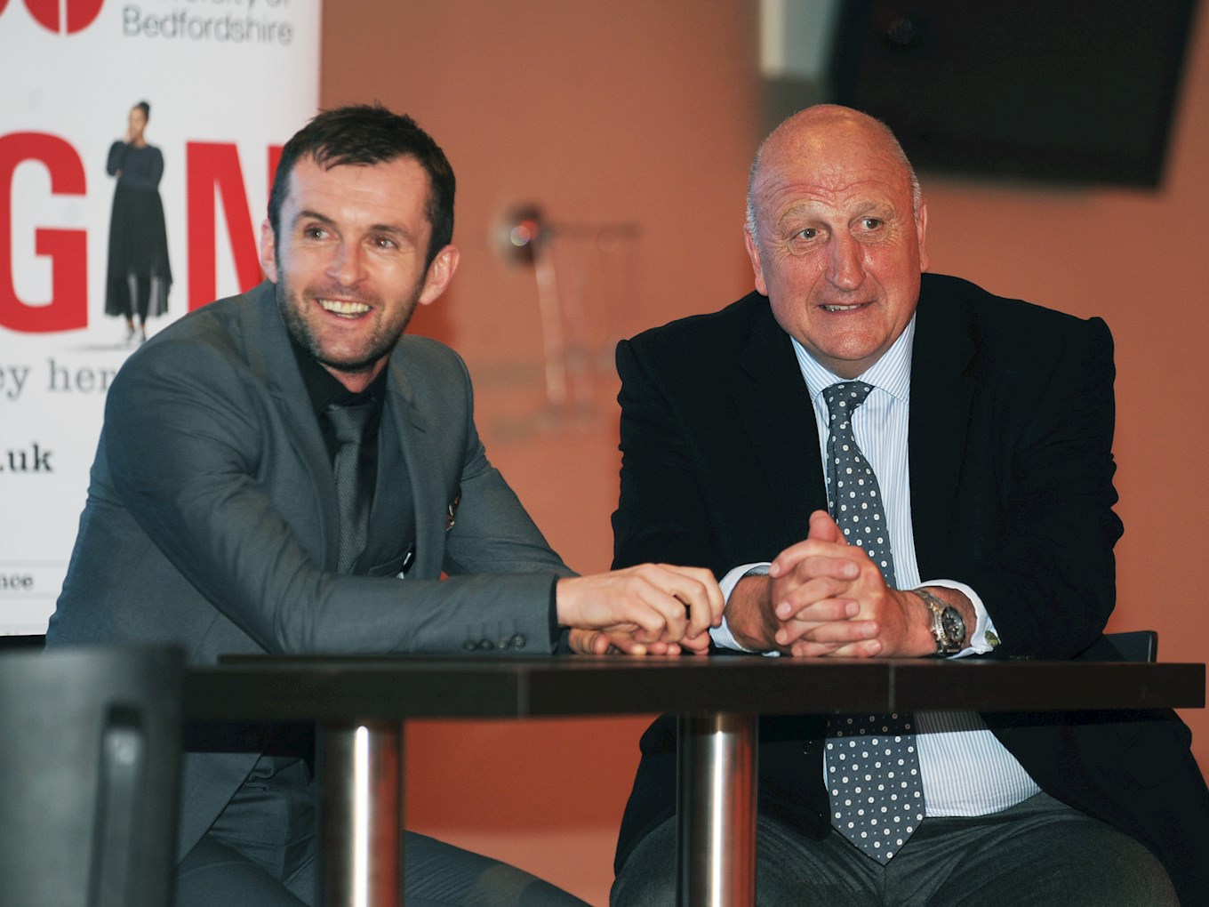 Paul Hart shares a laugh with Nathan Jones after joking on stage at an end of season dinner that he gave him the job at Charlton because he didn't claim expenses!
