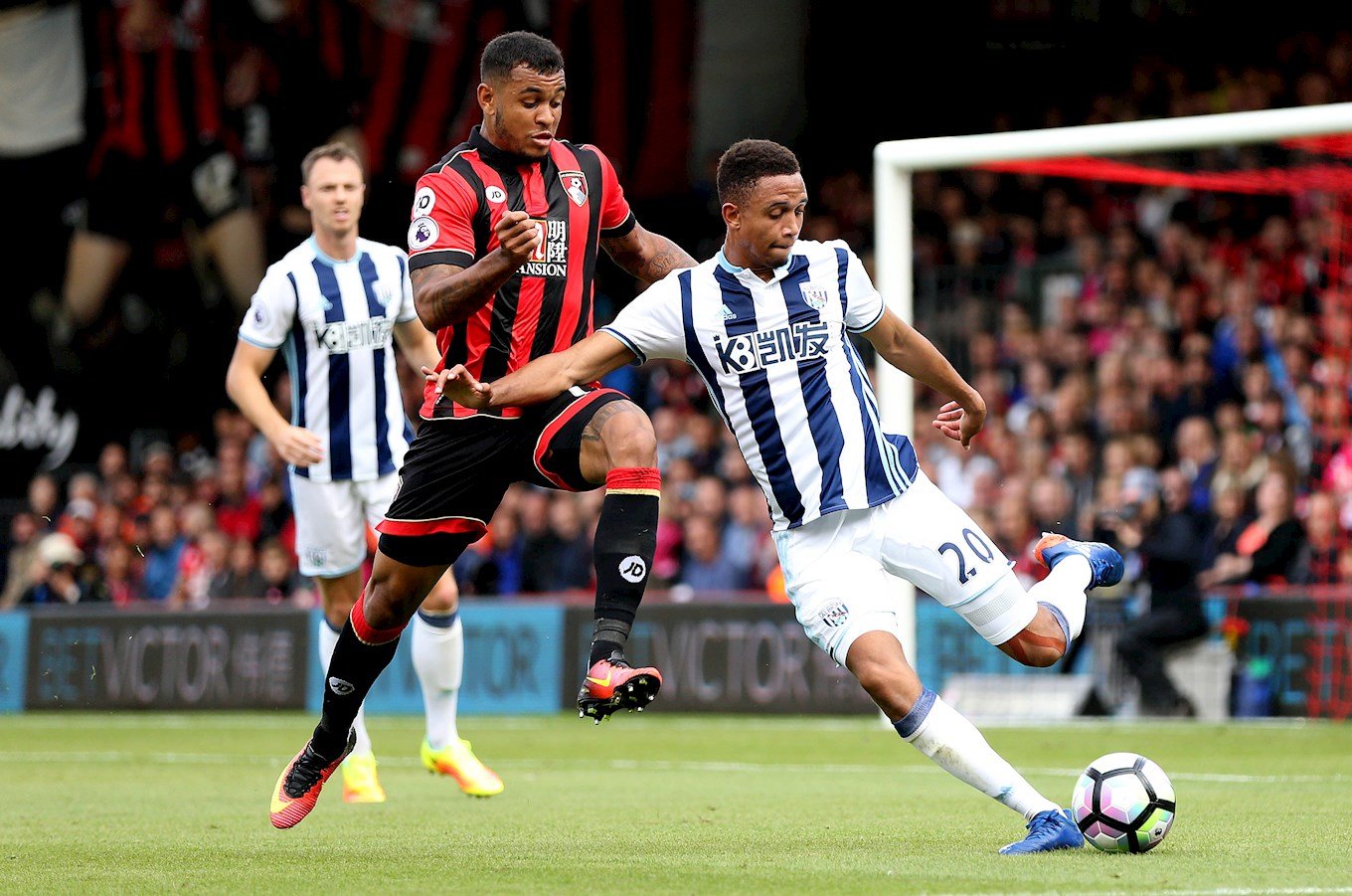 Galloway up against Bournemouth's Josh King during his loan spell at then-Premier League side West Brom