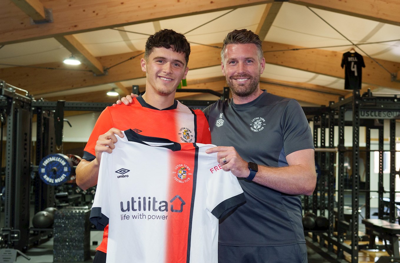 Ryan Giles with Rob Edwards and our new away shirt.