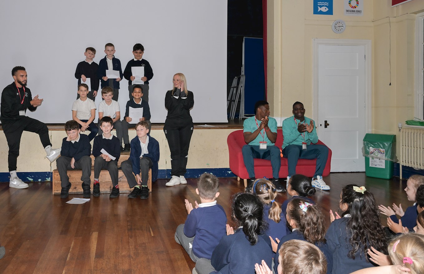 Luton Town Players at Stopsley Primary School 06.jpg